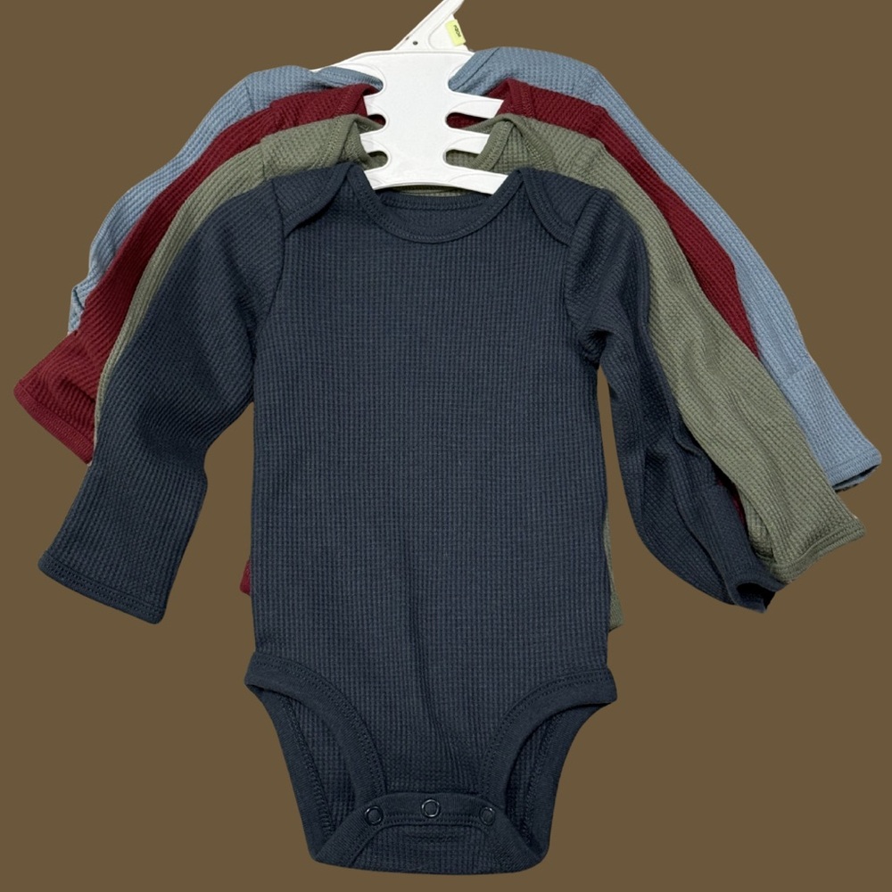 Carter’s 3M Thermal Waffle Knit Long Sleeve Onesies Bundle 4pc NWT Baby